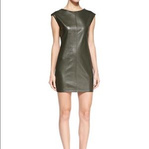BCBG Karlee Olive Leather Dress